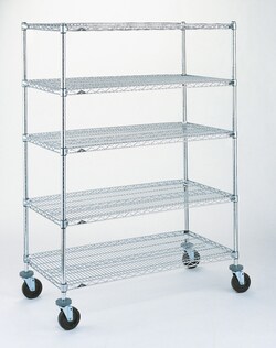 Accuflow Systems 5 shelf wire caster cart with 2 swivel and 2 break casters,